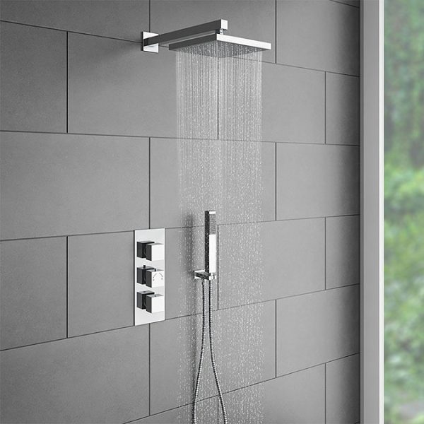 Milan Shower Bath + Concealed 2 Outlet Shower Pack (1700 L Shaped with Screen + Panel) - Image 9