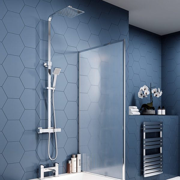 Milan Shower Bath + Exposed Shower Pack (1700 L Shaped with Screen + Panel) - Image 2