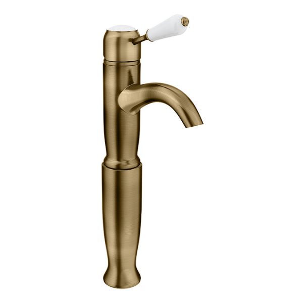 Lancaster Traditional Antique Brass Tall Single Lever Mono Basin Mixer Tap - Image 4