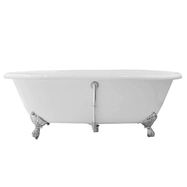 Landon 1680 x 765mm Double Ended Roll Top Cast Iron Bath with Chrome Feet - Image 3