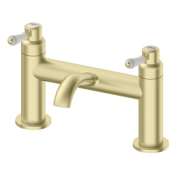 Lancaster Traditional Brushed Brass Lever Bath Filler Tap - Image 2