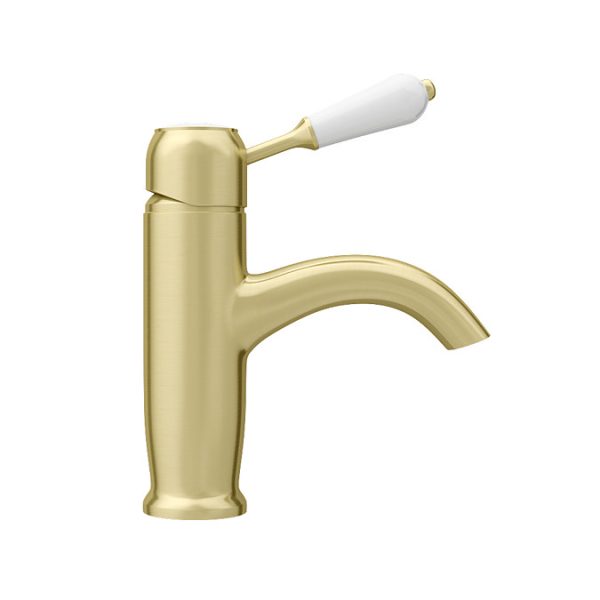 Lancaster Traditional Brushed Brass Single Lever Mono Basin Mixer Tap - Image 6