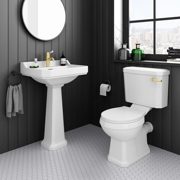 Lancaster Traditional Brushed Brass Single Lever Mono Basin Mixer Tap - Image 4