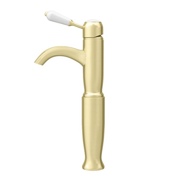 Lancaster Traditional Brushed Brass Tall Mono Basin Mixer - Image 2