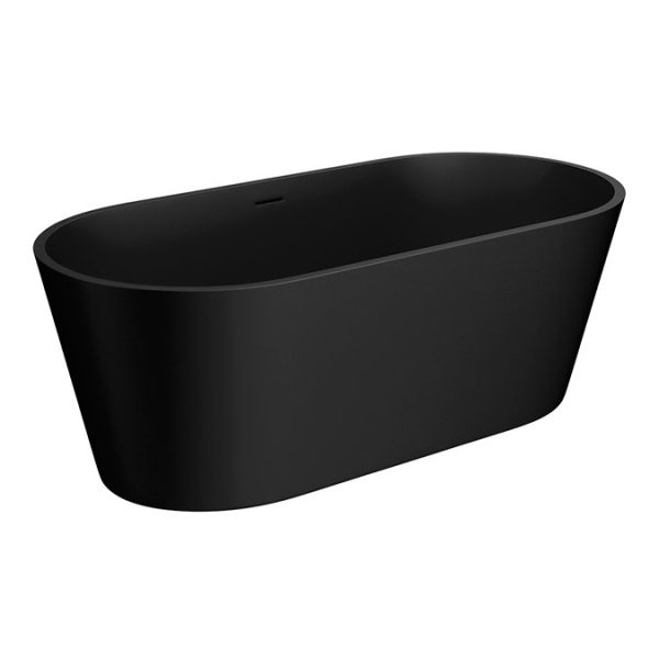 Brooklyn Matt Black 1700 x 800mm Double Ended Freestanding Bath with Brushed Brass Waste - Image 4