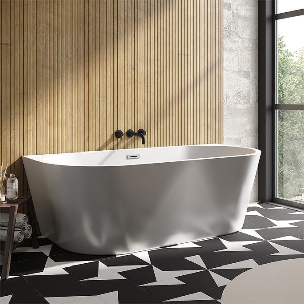 Apollo Back To Wall Modern Curved Bath (1700 x 800mm) - Image 3