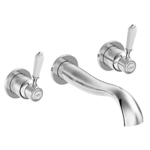 Lancaster Traditional Chrome Wall Mounted Lever Basin Mixer Tap