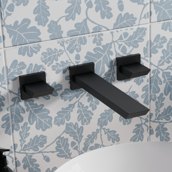 Crosswater Limit 3 Hole Wall Mounted Basin Set   Matt Black
