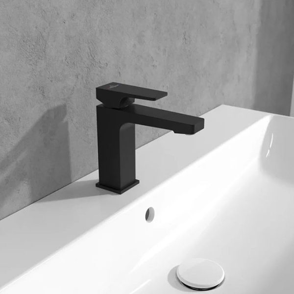 Villeroy and Boch Architectura Modern Matt Black Square Single Lever Basin Mixer - Image 2