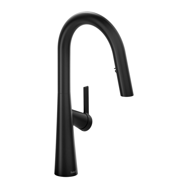 Riobel Ludik Single Lever Kitchen Mixer with Pull Down Spray   Black
