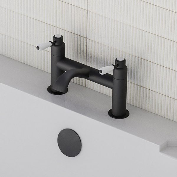 Lancaster Traditional Matt Black Lever Bath Filler Tap - Image 3