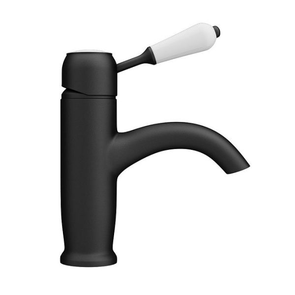Lancaster Traditional Matt Black Single Lever Mono Basin Mixer Tap - Image 4