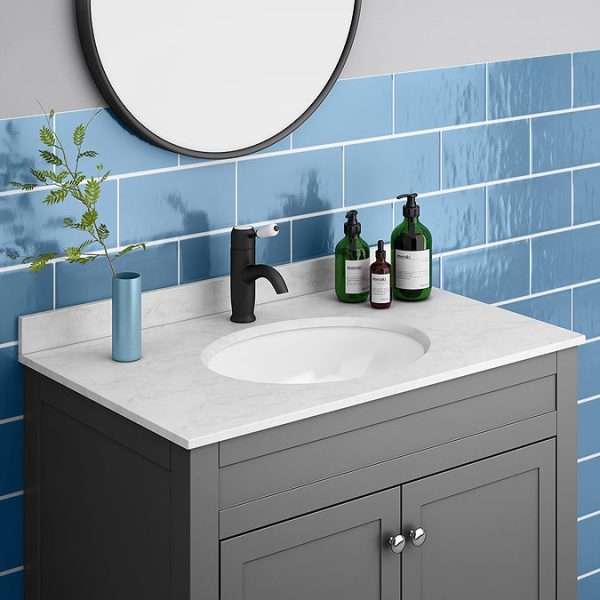 Lancaster Traditional Matt Black Single Lever Mono Basin Mixer Tap - Image 7