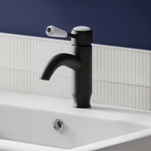 Lancaster Traditional Matt Black Single Lever Mono Basin Mixer Tap