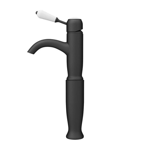 Lancaster Traditional Matt Black Tall Mono Basin Mixer Tap - Image 2