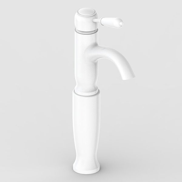 Lancaster Traditional Matt White Tall Mono Basin Mixer Tap - Image 2