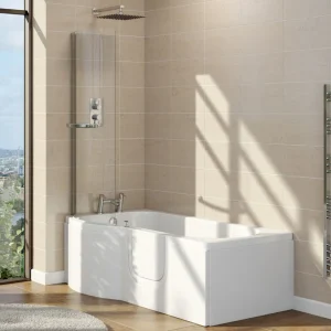 Milton Walk In 1675mm P Shaped Bath incl. Screen + Front Panel