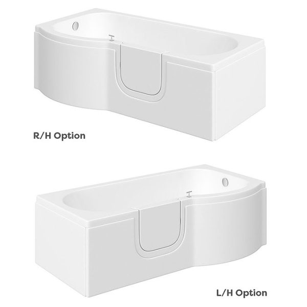 Milton Walk In 1675mm P Shaped Bath incl. Screen + Front Panel - Image 3