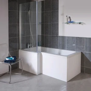 Milan Square Shower Bath   1700mm with Screen + MDF Panel