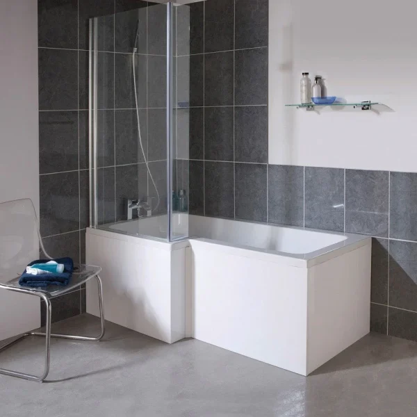Milan Square Shower Bath   1700mm with Screen + MDF Panel