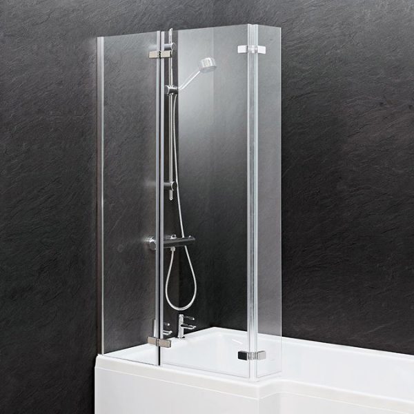 Milan Square Shower Bath   1700mm incl. Double Hinged Screen + MDF Panel - Image 4