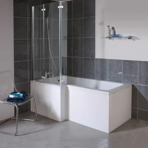 Milan Square Shower Bath   1700mm incl. Double Hinged Screen + MDF Panel