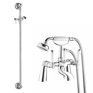 Lancaster Traditional Bath Shower Mixer with Slider Rail Kit   Chrome