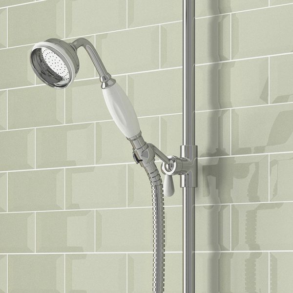 Lancaster Traditional Bath Shower Mixer with Slider Rail Kit   Chrome - Image 2