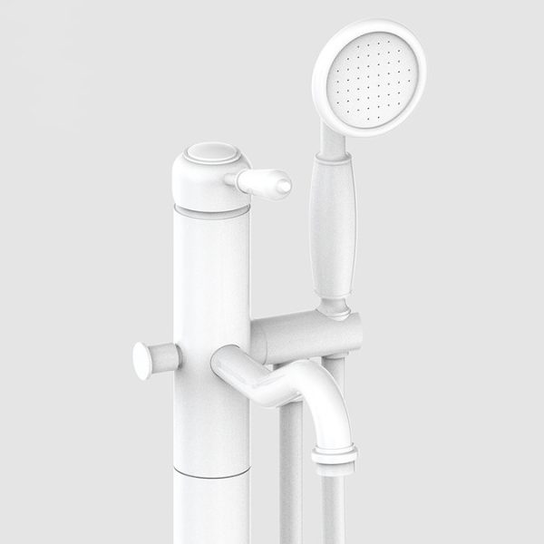 Lancaster Traditional Matt White Single Lever Freestanding Bath Shower Mixer - Image 2