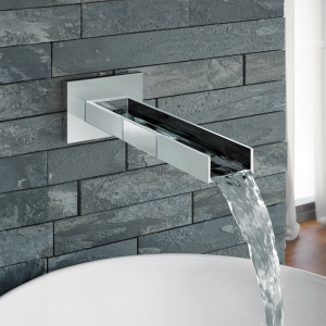 Milan Modern Wall Mounted Waterfall Basin/Bath Spout   Chrome