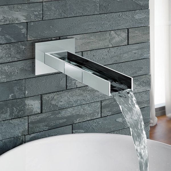 Milan Shower Package (Rainfall Ceiling Mounted Head, Handset + Waterfall Bath Spout) Chrome - Image 3