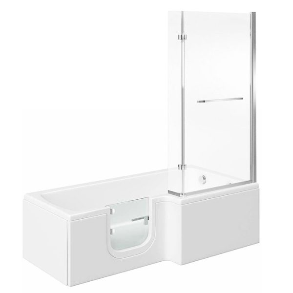 Milton Luxury Walk In 1700mm L Shaped Bath inc. Screen, Front + End Panels - Image 4