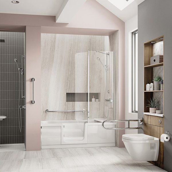 Milton Luxury Walk In 1700mm Bath inc. Screen, Fold Down Seat, Front + End Panels - Image 2