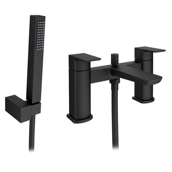 Mileto Matt Black Bath Shower Mixer Tap incl. Shower Kit - Image 2