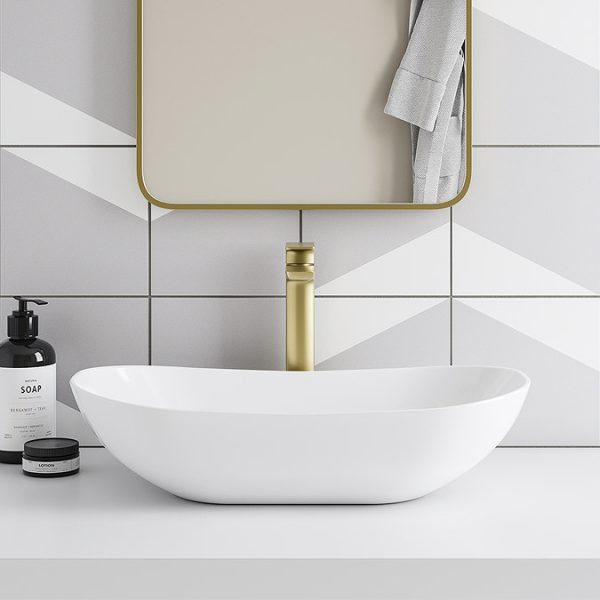 Mileto Brushed Brass High Rise Mono Basin Mixer Tap - Image 2