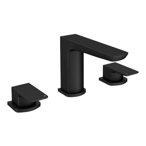 Mileto Matt Black Deck Mounted (3TH) Bath Filler Tap - Image 2