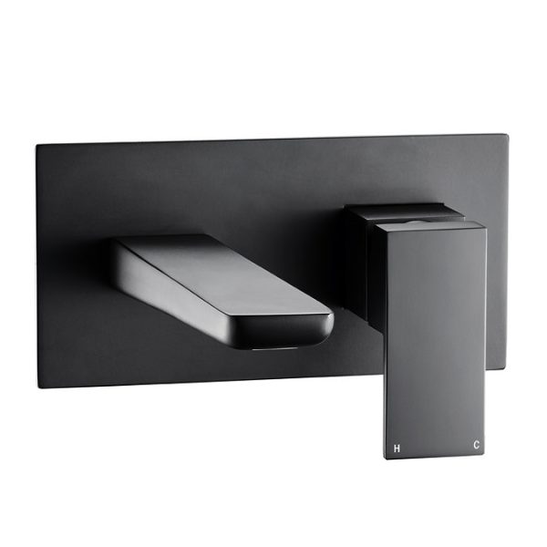 Mileto Matt Black Wall Mounted Basin Mixer - Image 2