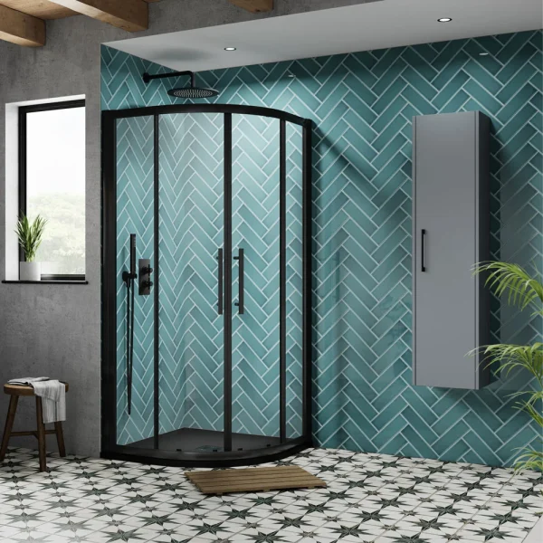 Hudson Reed Apex Matt Black Quadrant Shower Enclosure   Various Size Options