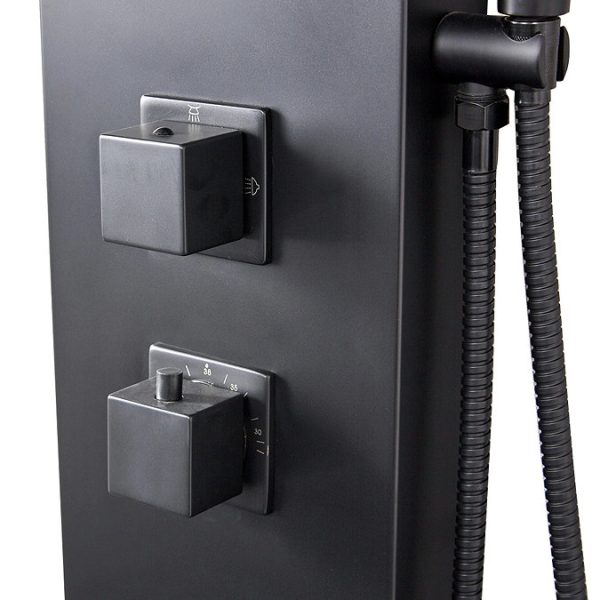 Milan Shower Tower Panel   Matt Black (Thermostatic) - Image 2
