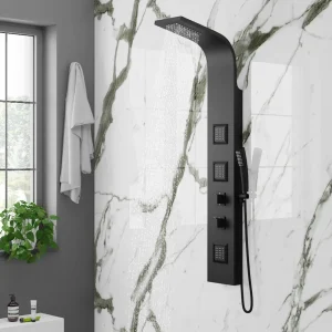 Milan Shower Tower Panel   Matt Black (Thermostatic)