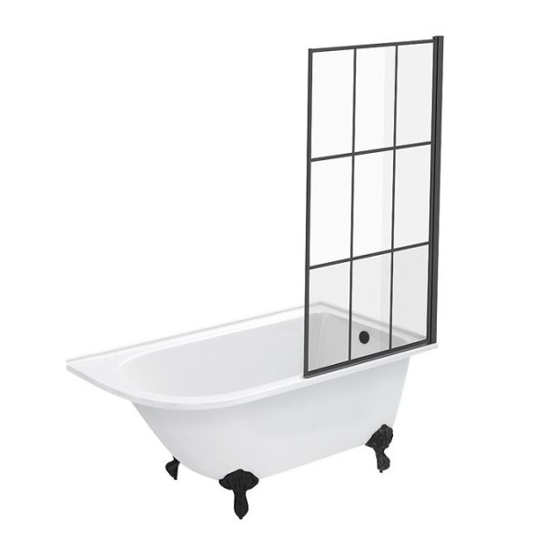Appleby 1550 Roll Top Shower Bath with Matt Black Grid Screen + Leg Set - Image 5