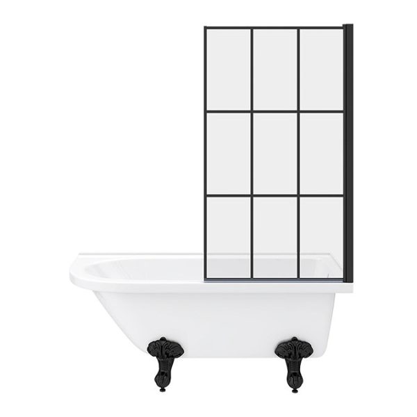 Appleby 1550 Roll Top Shower Bath with Matt Black Grid Screen + Leg Set - Image 2