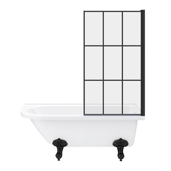Appleby 1700 Roll Top Shower Bath with Matt Black Grid Screen + Leg Set - Image 7