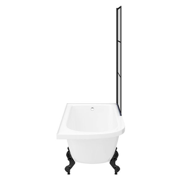 Appleby 1700 Roll Top Shower Bath with Matt Black Grid Screen + Leg Set - Image 2