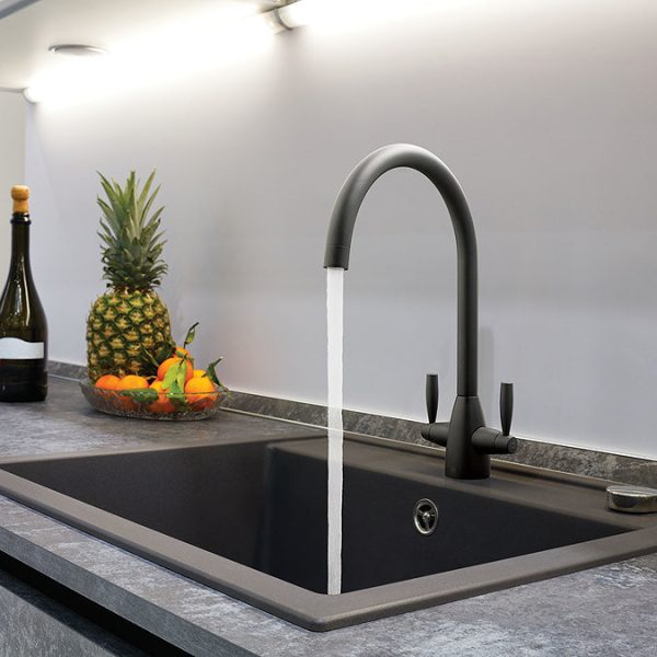 JTP Blink Matt Black Dual Lever Kitchen Sink Mixer - Image 2