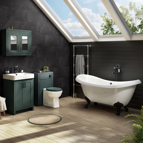 Earl 1750 Double Ended Roll Top Slipper Bath + Matt Black Leg Set - Image 2