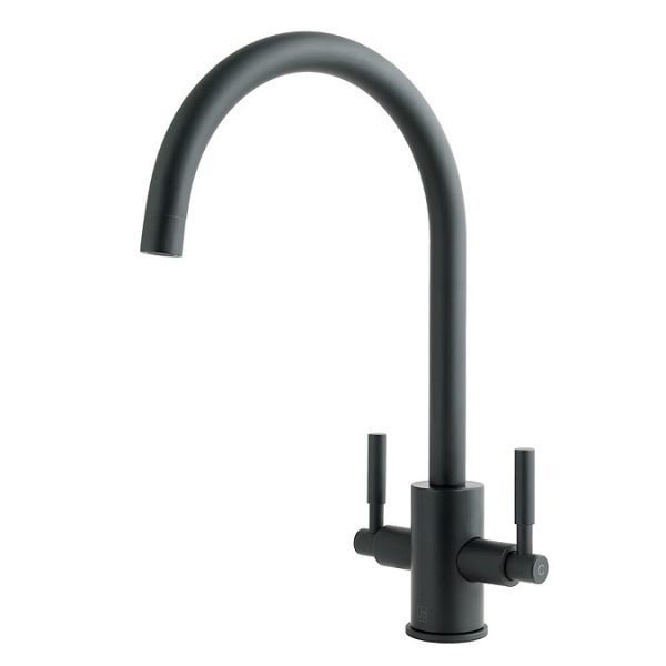 JTP Newbury Matt Black Dual Lever Kitchen Sink Mixer - Image 3