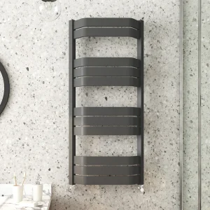 Milan Bow Fronted Anthracite 1200 x 550 Designer Flat Panel Heated Towel Rail