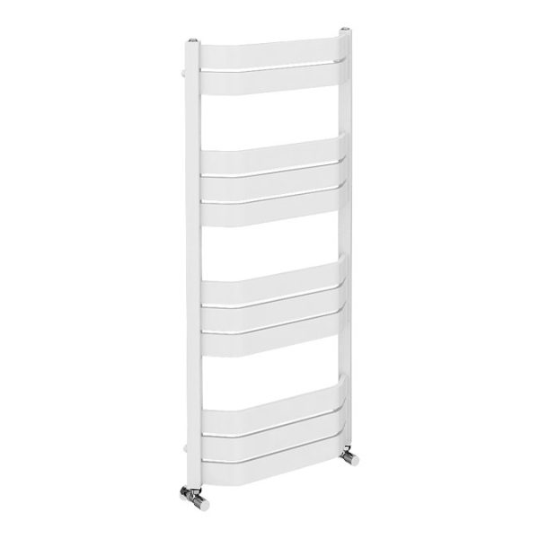 Milan Bow Fronted White 1200 x 550 Designer Flat Panel Heated Towel Rail - Image 2