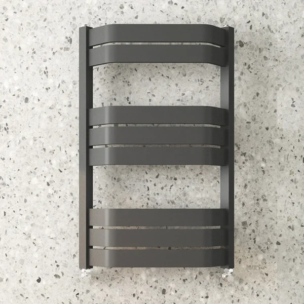 Milan Bow Fronted Anthracite 850 x 550 Designer Flat Panel Heated Towel Rail